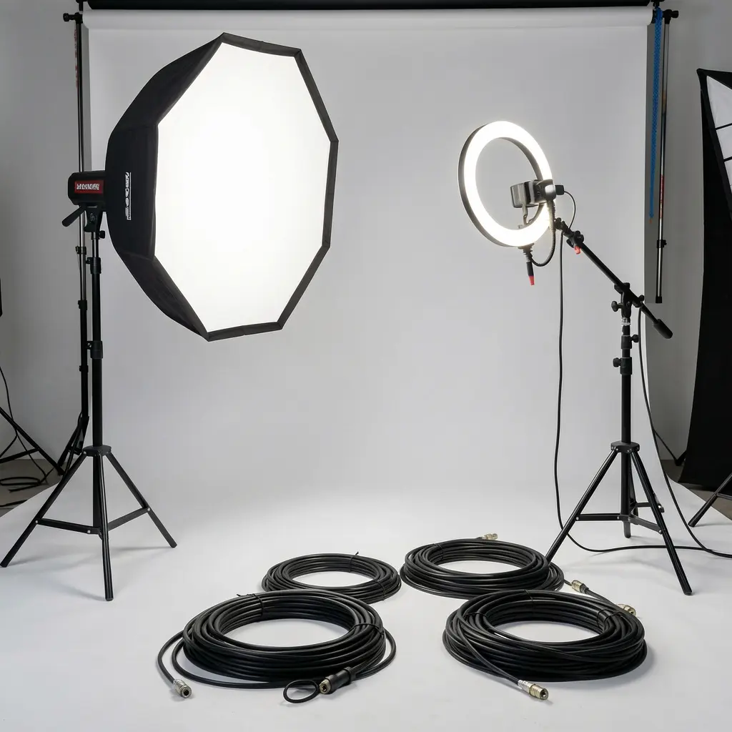 Professional photography studio setup with lighting equipment